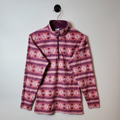 Vintage 90's Snowflake Winter Pattern Fleece Pink Size 8-10