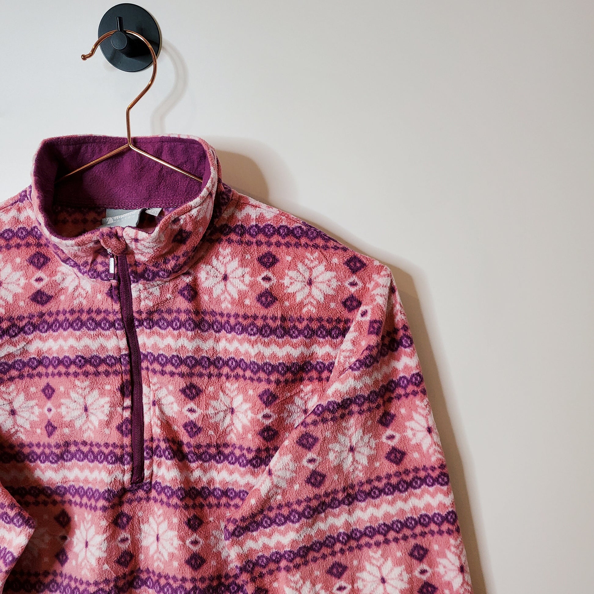 Vintage 90's Snowflake Winter Pattern Fleece Pink Size 8-10