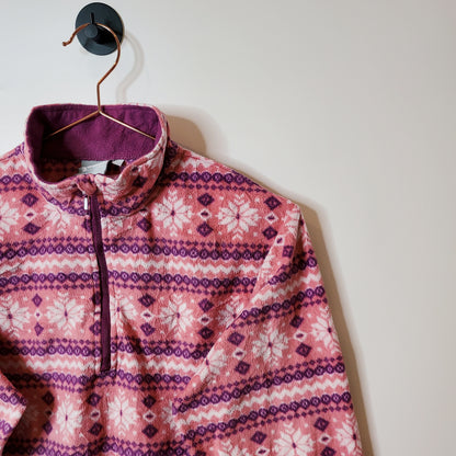 Vintage 90's Snowflake Winter Pattern Fleece Pink Size 8-10