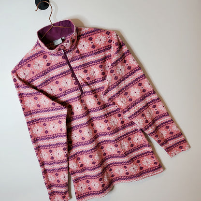 Vintage 90's Snowflake Winter Pattern Fleece Pink Size 8-10