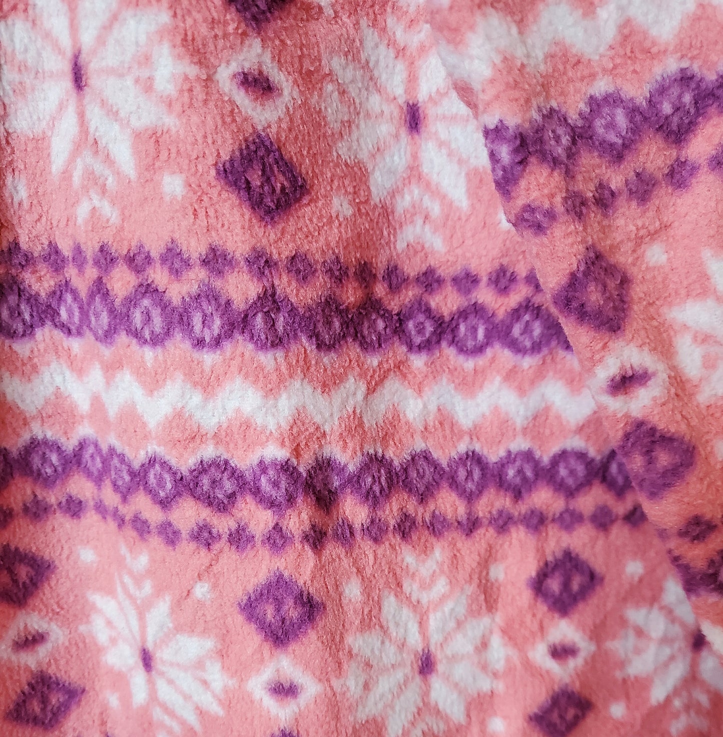 Vintage 90's Snowflake Winter Pattern Fleece Pink Size 8-10