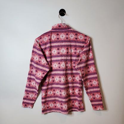 Vintage 90's Snowflake Winter Pattern Fleece Pink Size 8-10