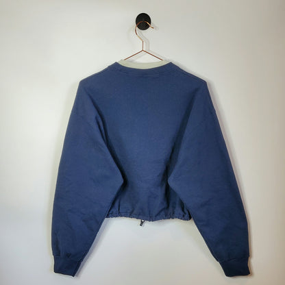 Upcycled 90s Hart Embroidered Crop Sweatshirt Blue 10-12
