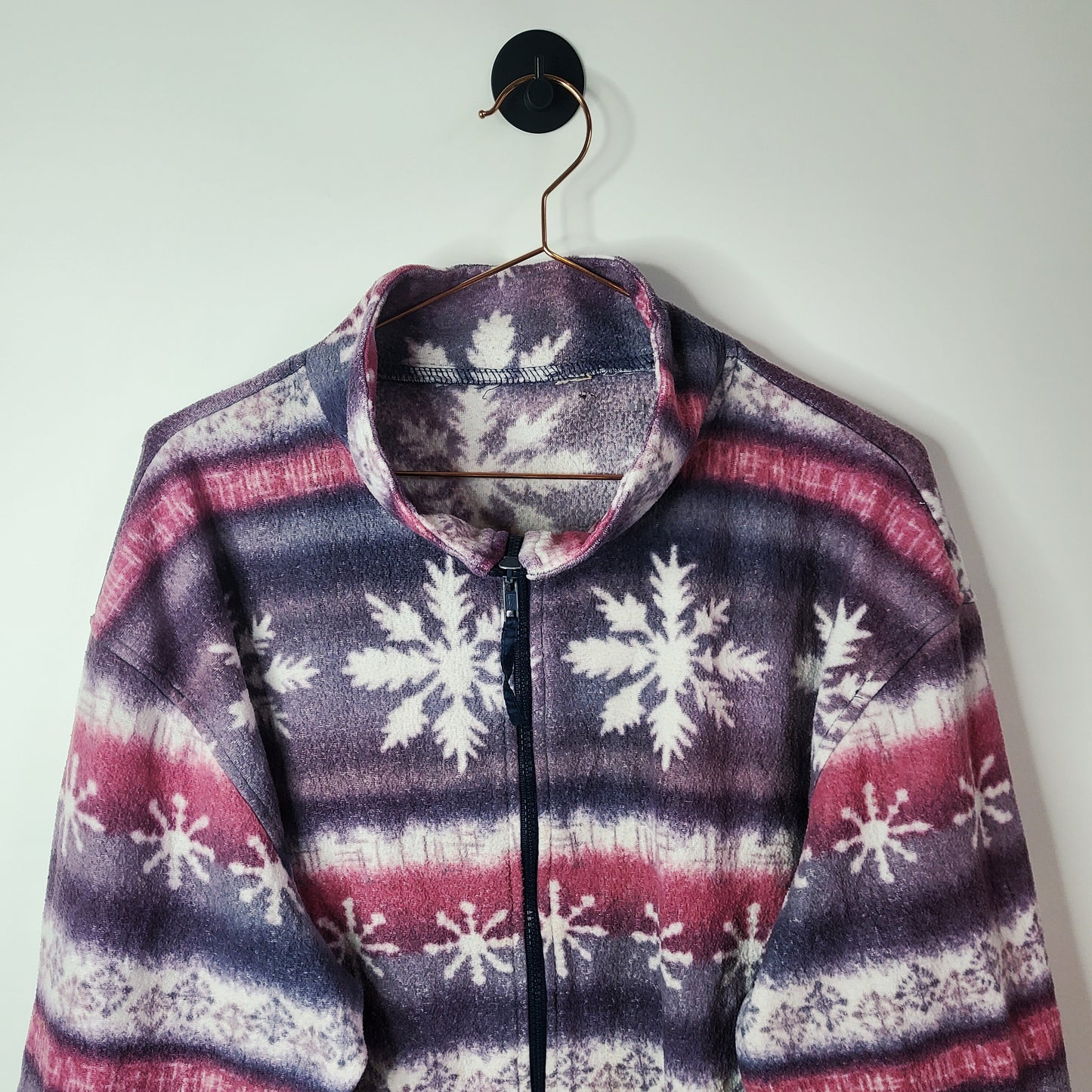 Vintage 90's Snowflake Pattern Fleece Pink Size XXL