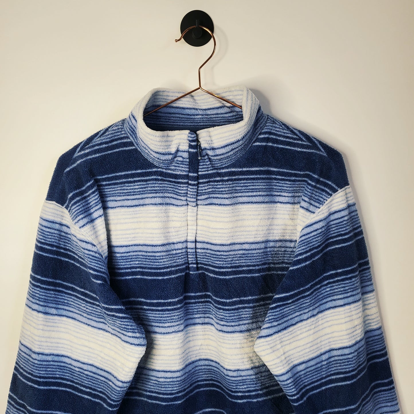 Vintage 80's Stripe Vintage Fleece Jumper Blue Size L