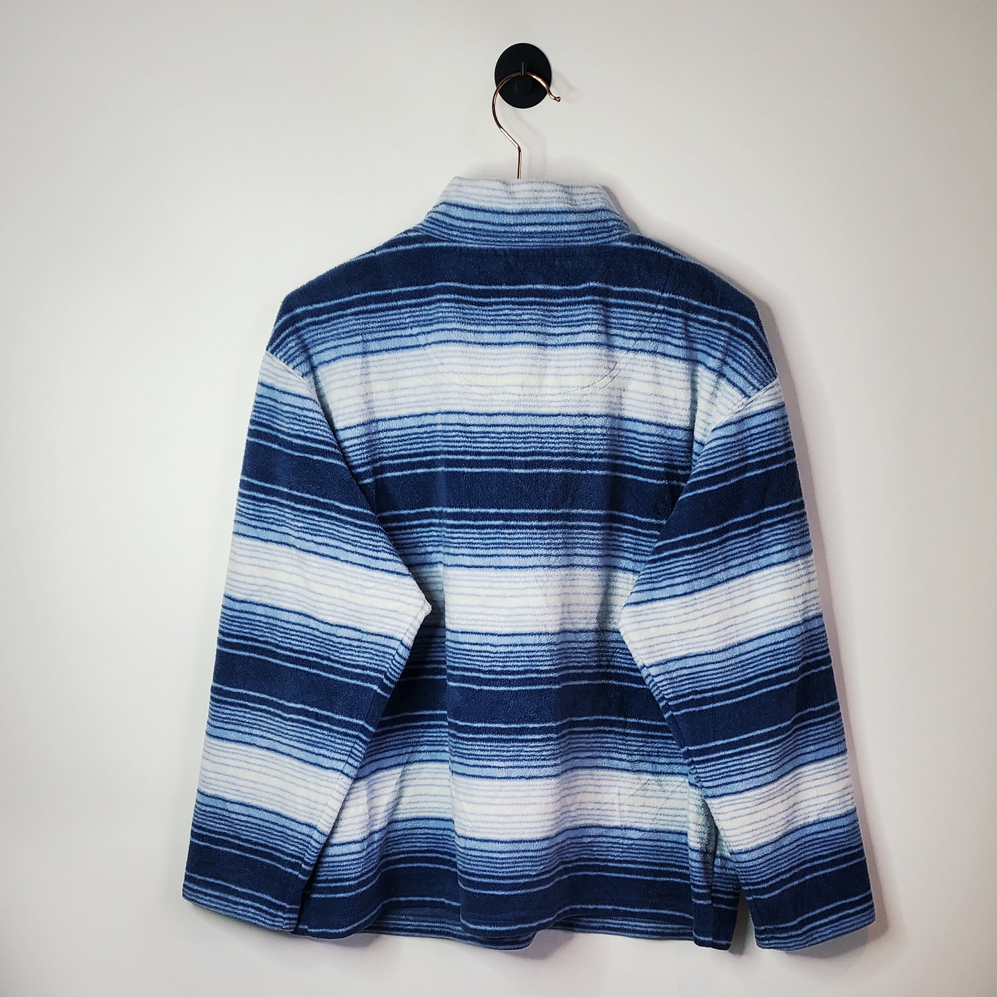 Vintage 80's Stripe Vintage Fleece Jumper Blue Size L