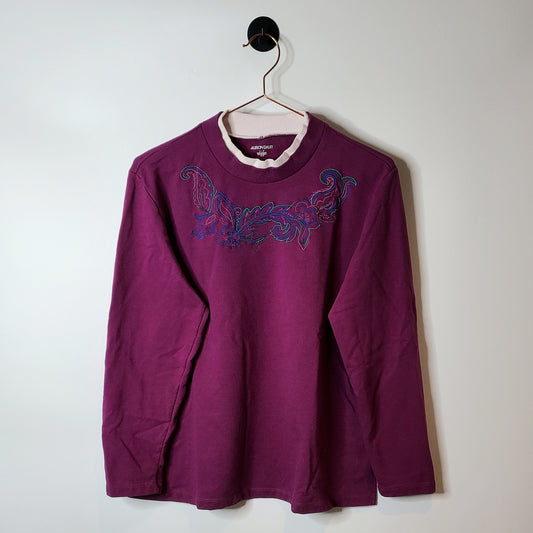 Vintage 90s Retro Alison Daley Floral Sweatshirt Pink Size S