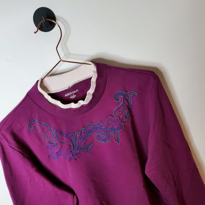 Vintage 90s Retro Alison Daley Floral Sweatshirt Pink Size S