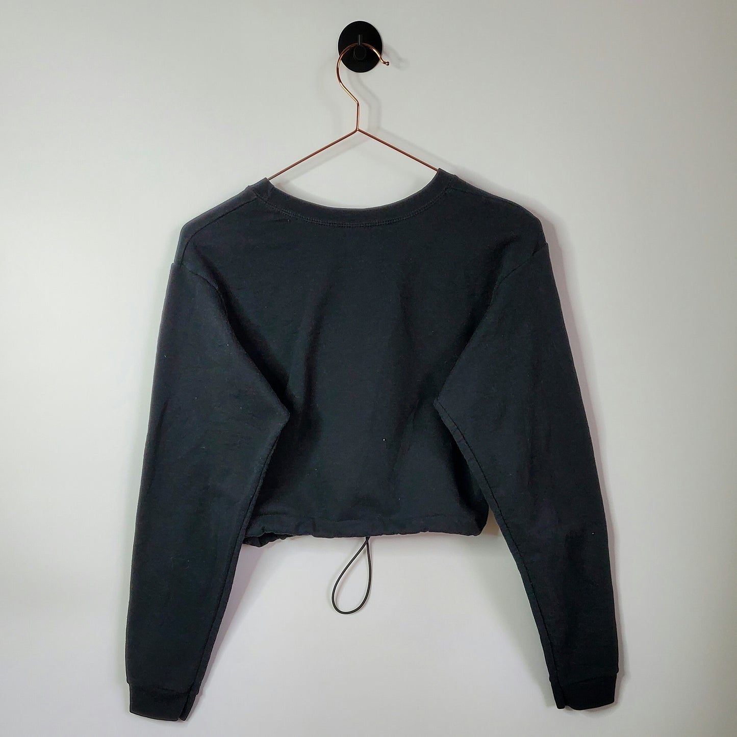 Upcycled Y2K Wolf Printed Crop Sweatshirt Black Size 6