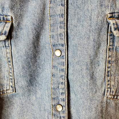 Blue reworked denim cropped jacket shirt - size 10-12