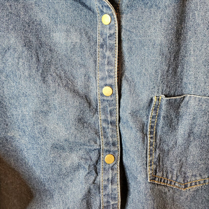 Reworked Demin Crop Shirt Jacket | Size 16-18