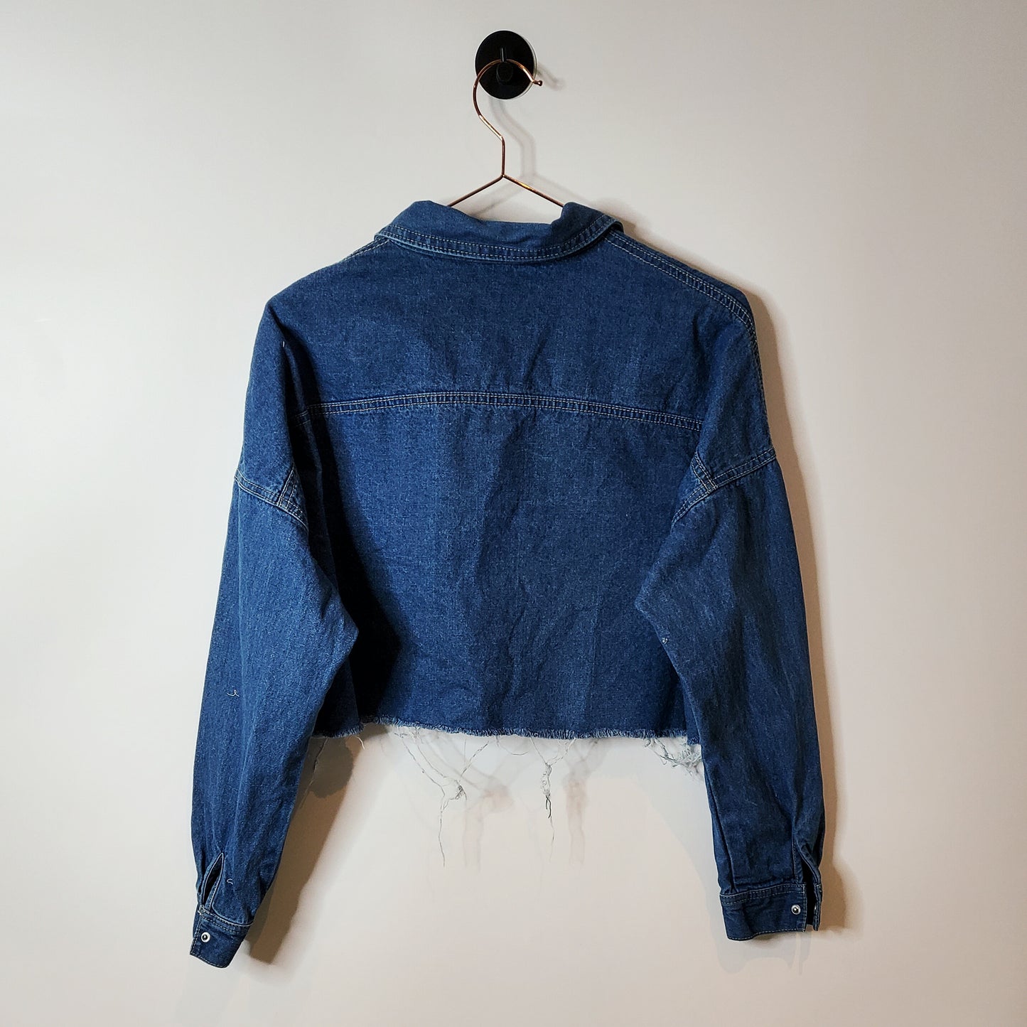 Reworked Demin Crop Shirt Jacket | Size 16-18