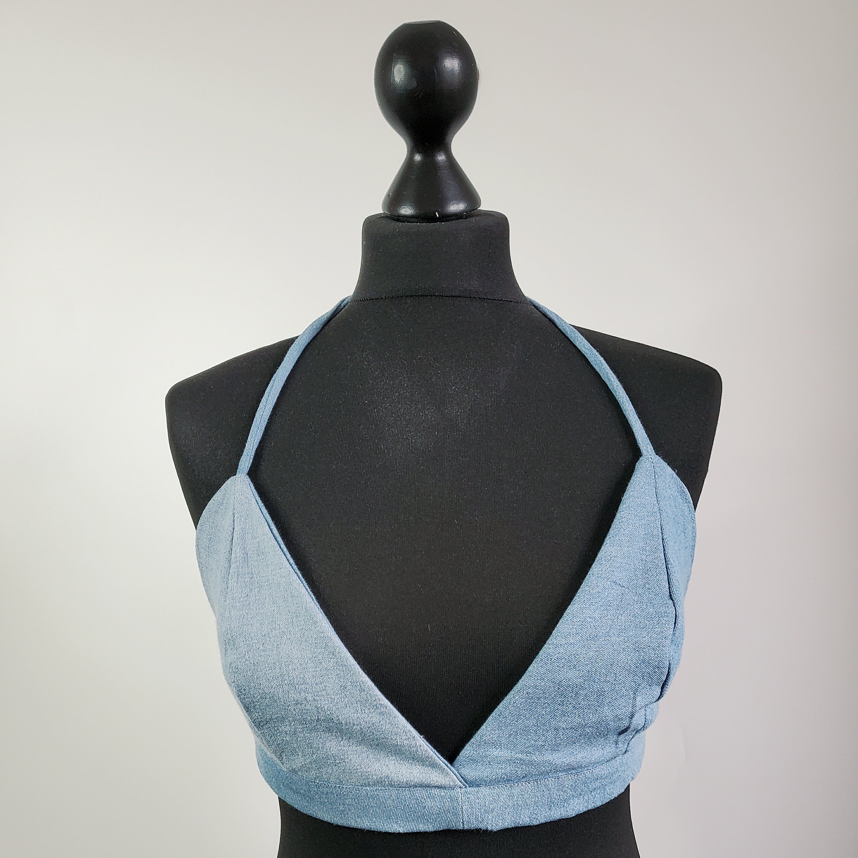 Upcycled Denim Halter Bralette Size 12 14 Vintage Recovery