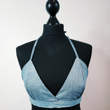 Vintage Recovery Reworked Denim Bralette Size 8 to 12