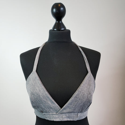 Vintage Recovery Reworked Denim Bralette Size 8 to 12