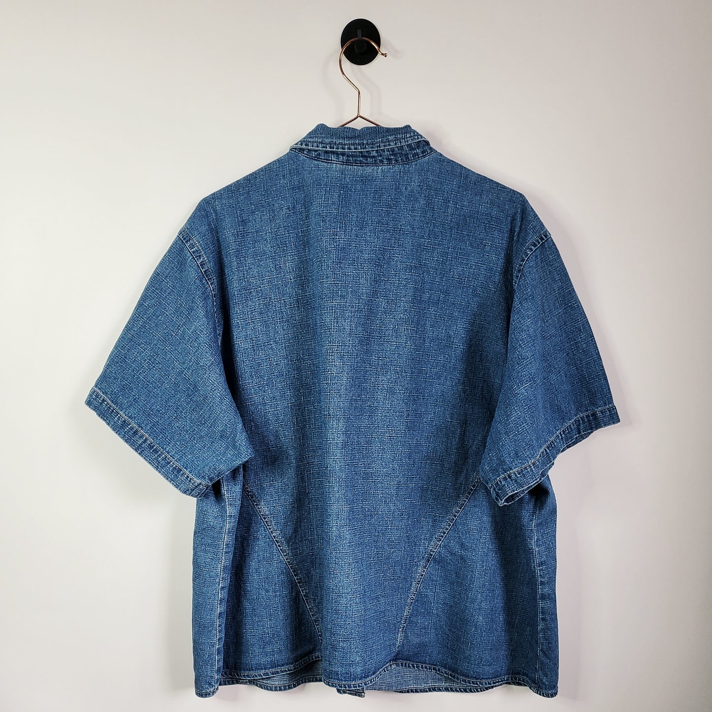 Vintage 80s Denim Short Sleeve Blouse Blue Size 18-20