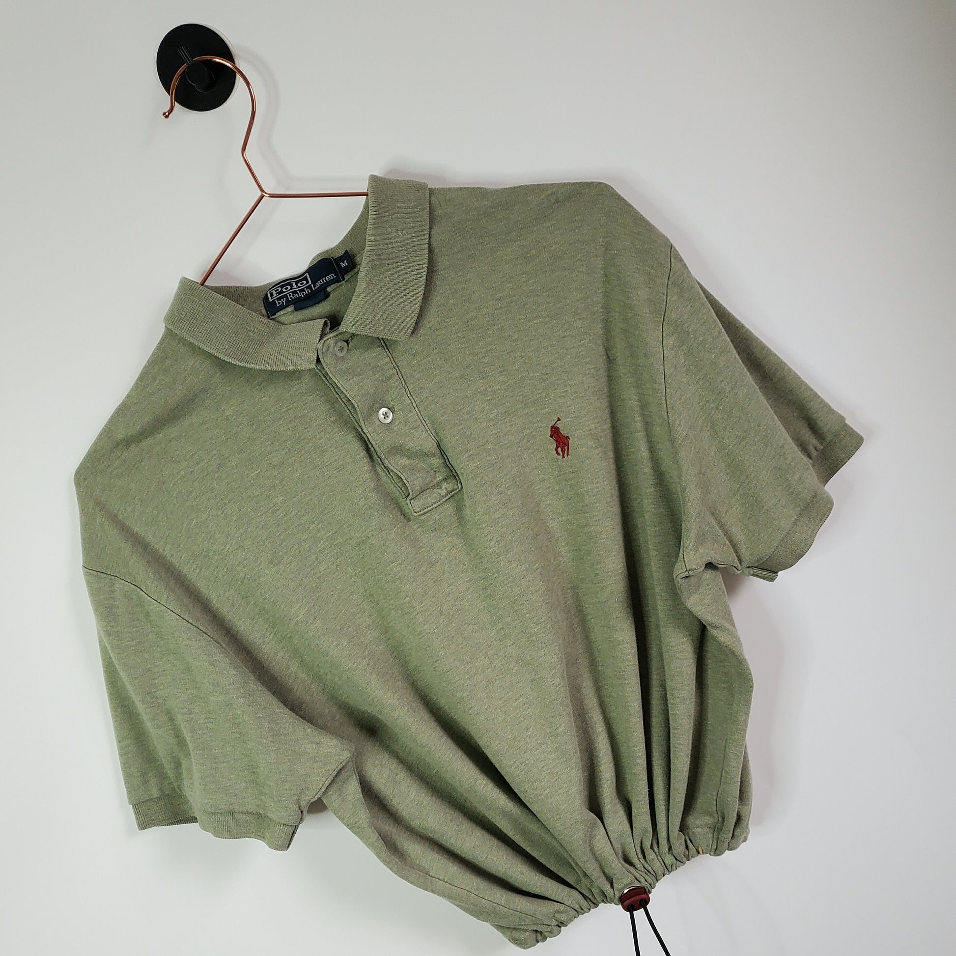 Reworked Ralph Lauren Crop Polo Green Size 14-16