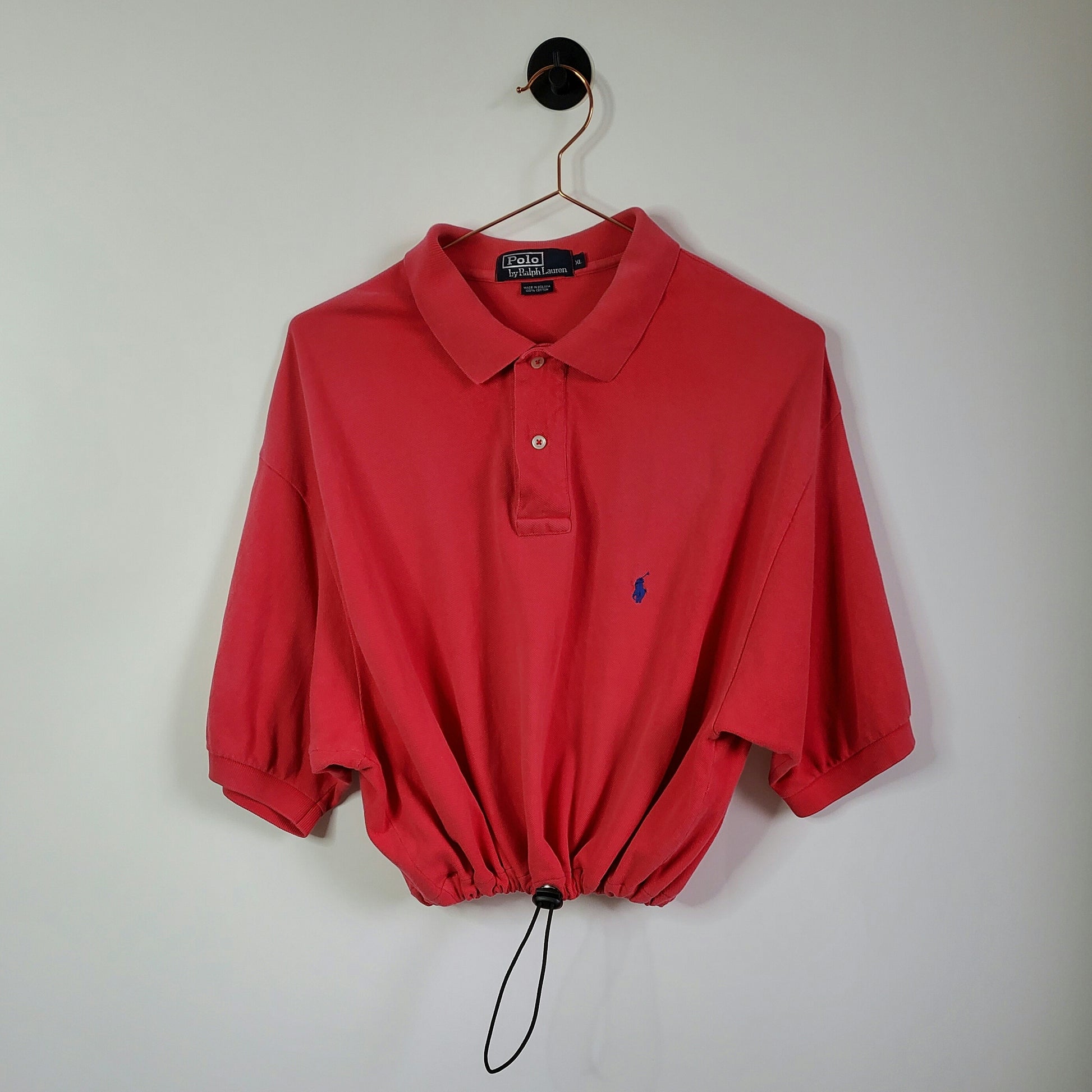 Upcycled Ralph Lauren Crop Polo Shirt Pink 14-16