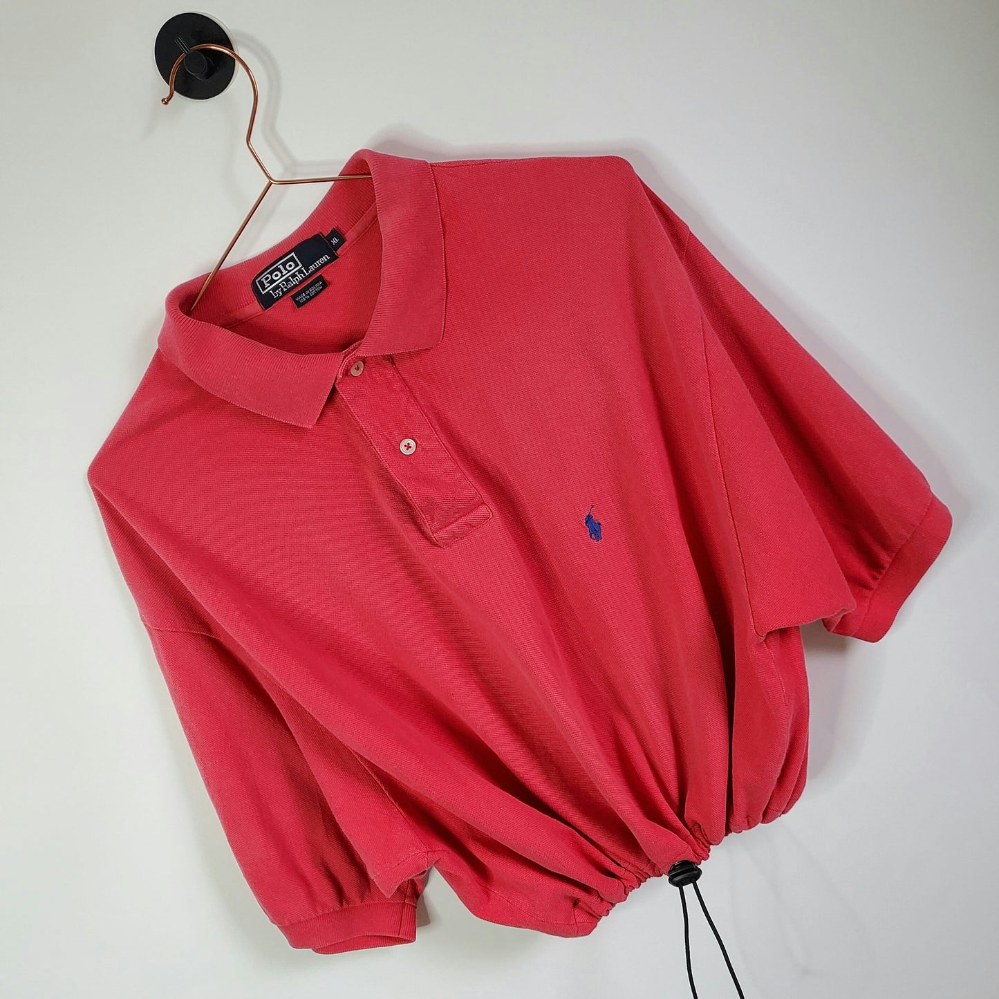 Upcycled Ralph Lauren Crop Polo Shirt Pink 14-16