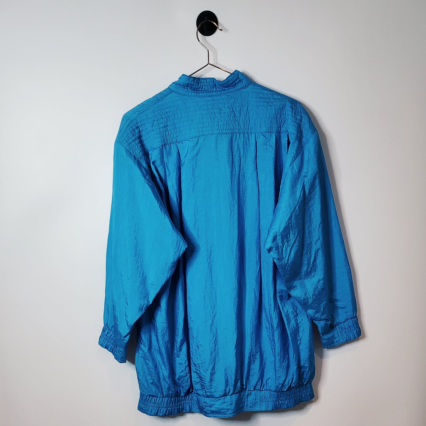 Vintage 90s Long Windbreaker Jacket Blue Size Small
