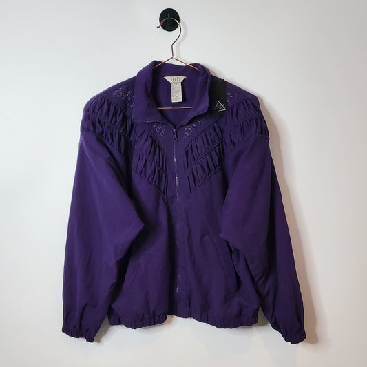 Vintage Recovery - Vintage 80s Windbreaker Jacket with Pleat Detailing Purple Size L