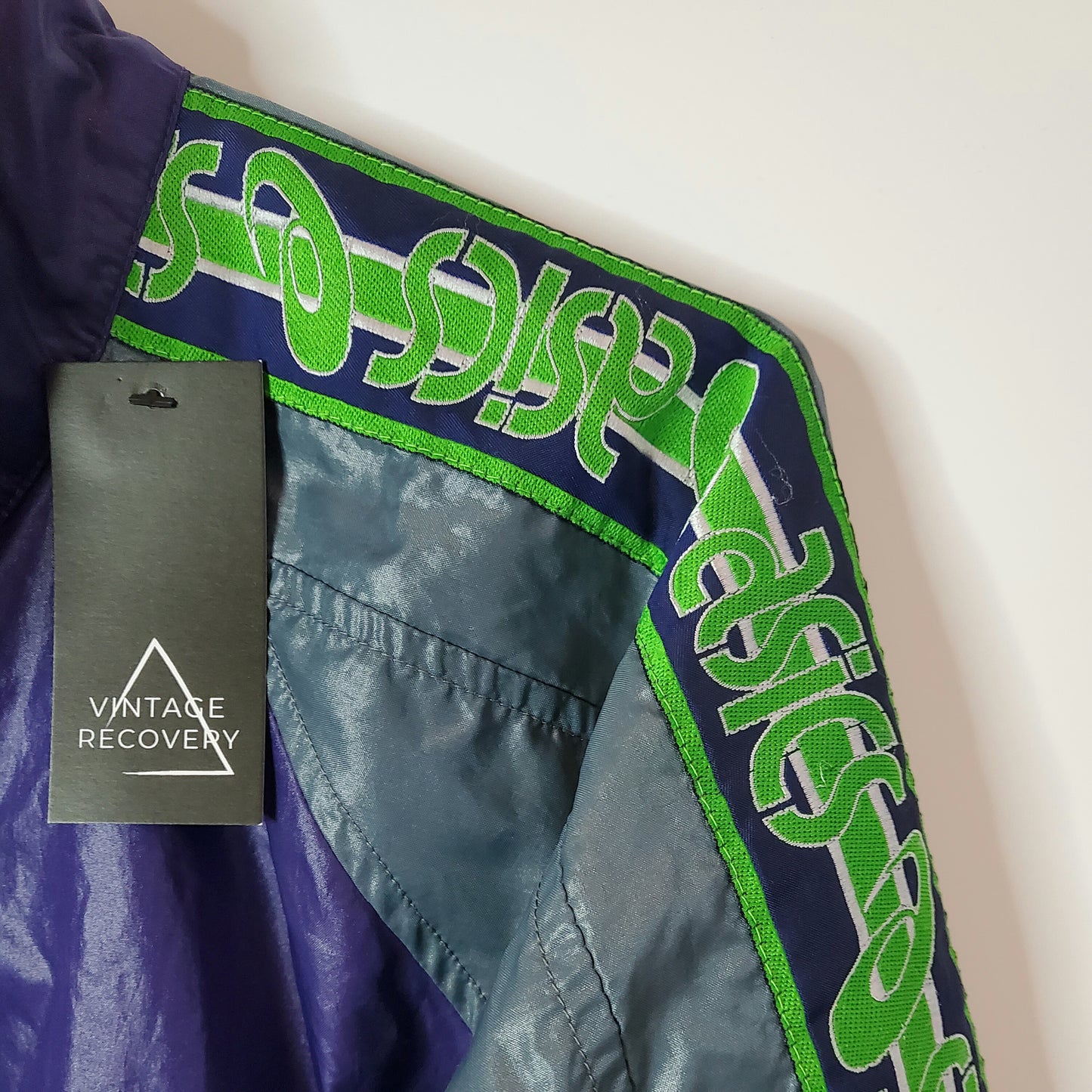 Vintage 90s Aasic Tape Arm Windbreaker Jacket Purple Size XL