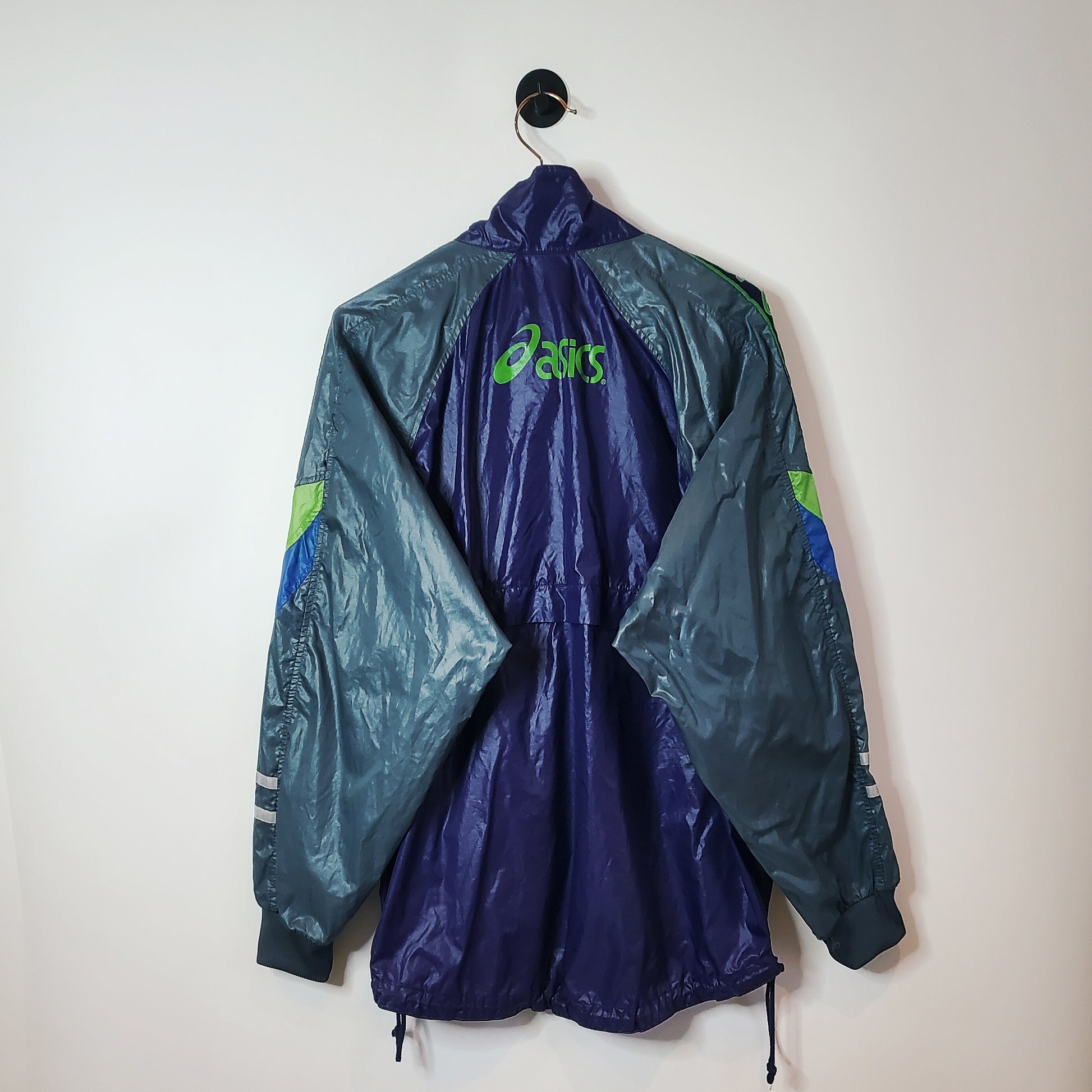 Vintage 90s Aasic Tape Arm Windbreaker Jacket Purple Size XL