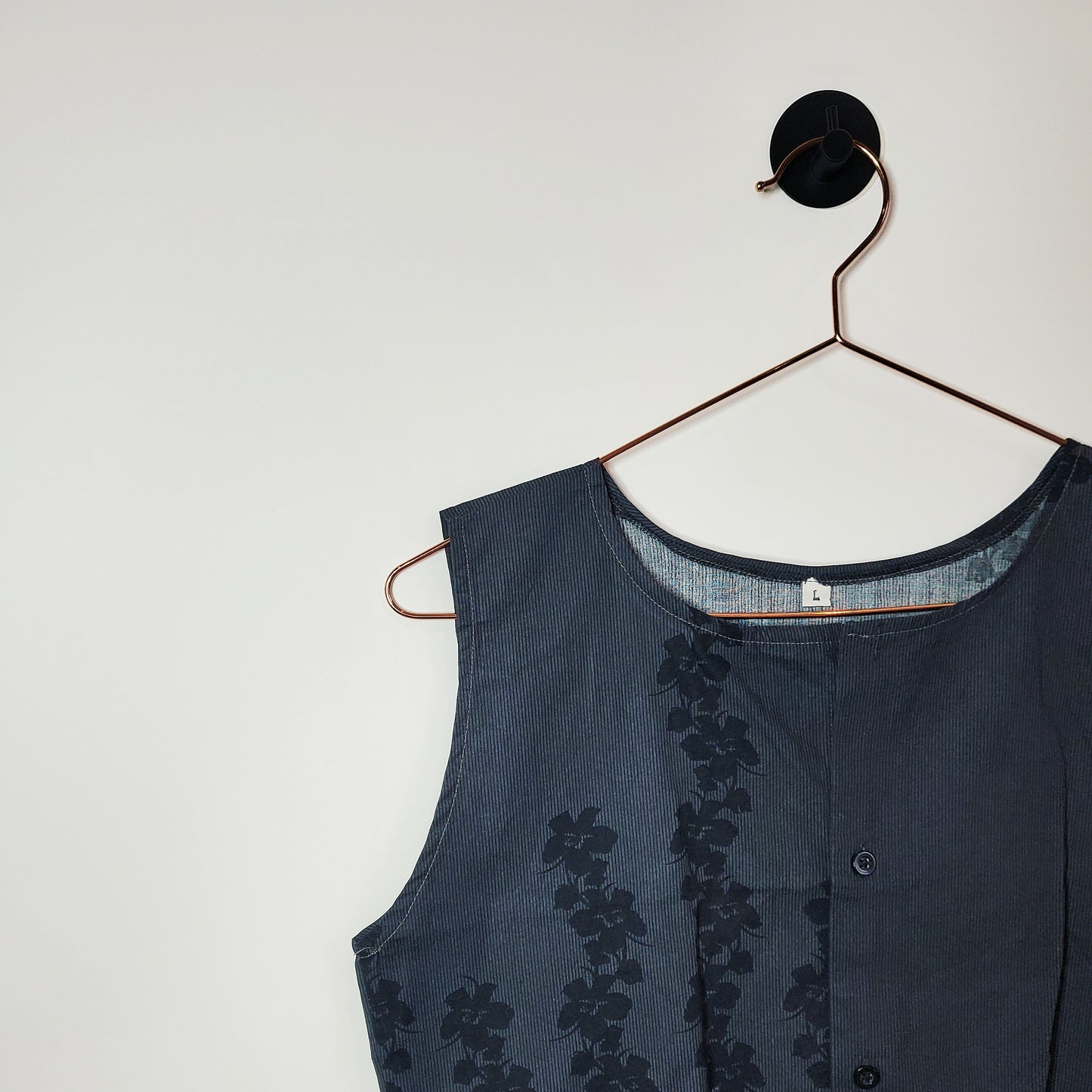 Upcycled Floral and Pinstripe Top | Size 10-12
