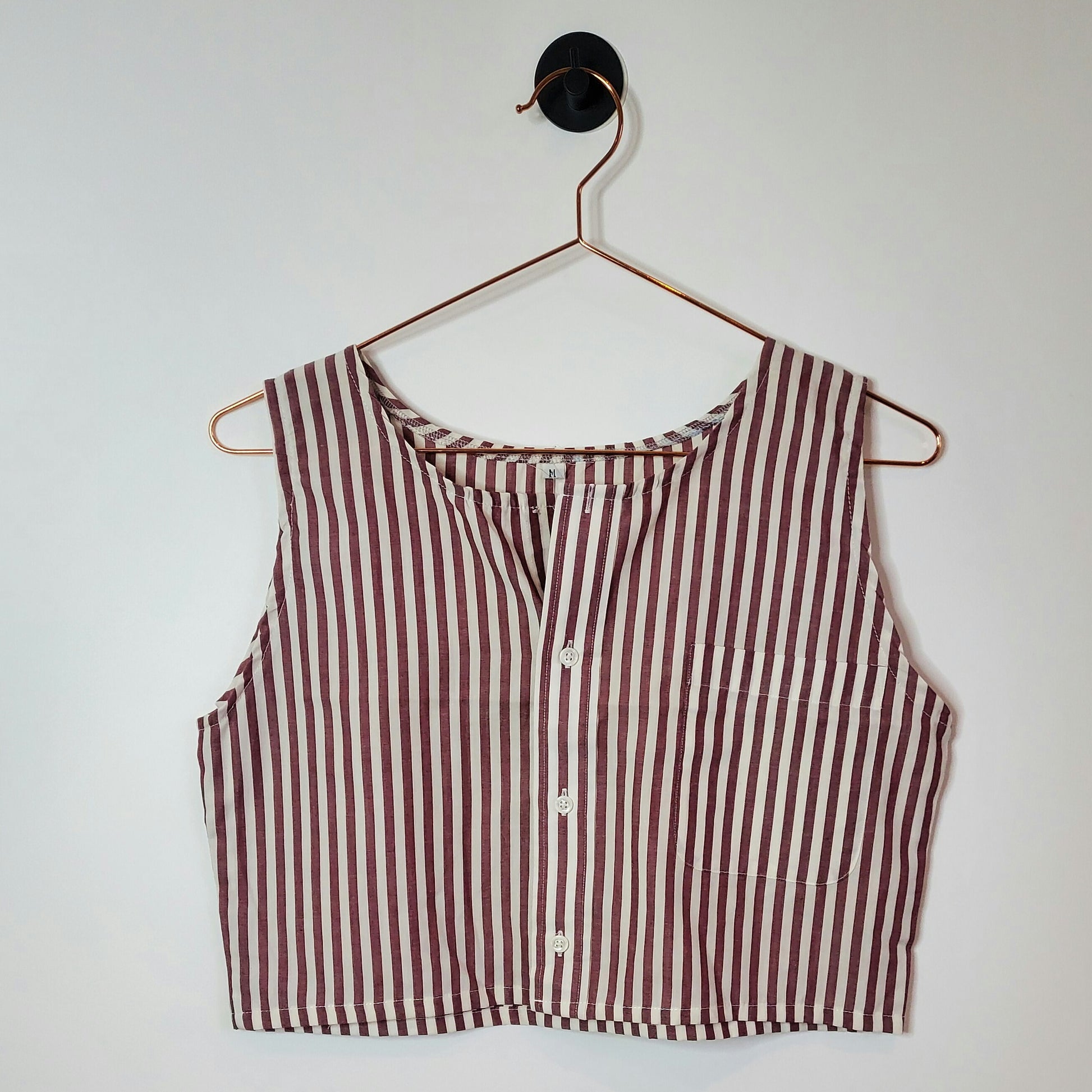Upcycled Striped Vintage Crop Top Red and White Size 10-12