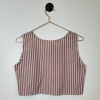 Upcycled Striped Vintage Crop Top Red and White Size 10-12