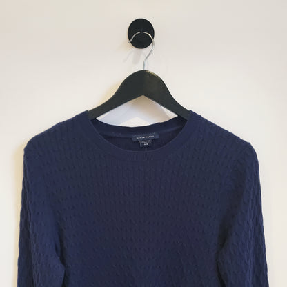 90s Tommy Hilfiger Cable Kint Jumper Navy Size 10-12