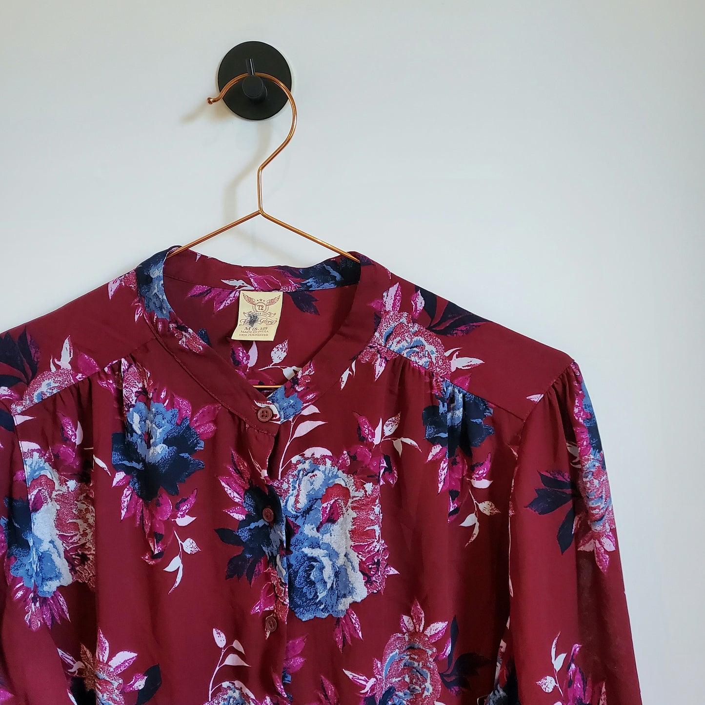 90s Vintage Floral Blouse Purple Size 8-10