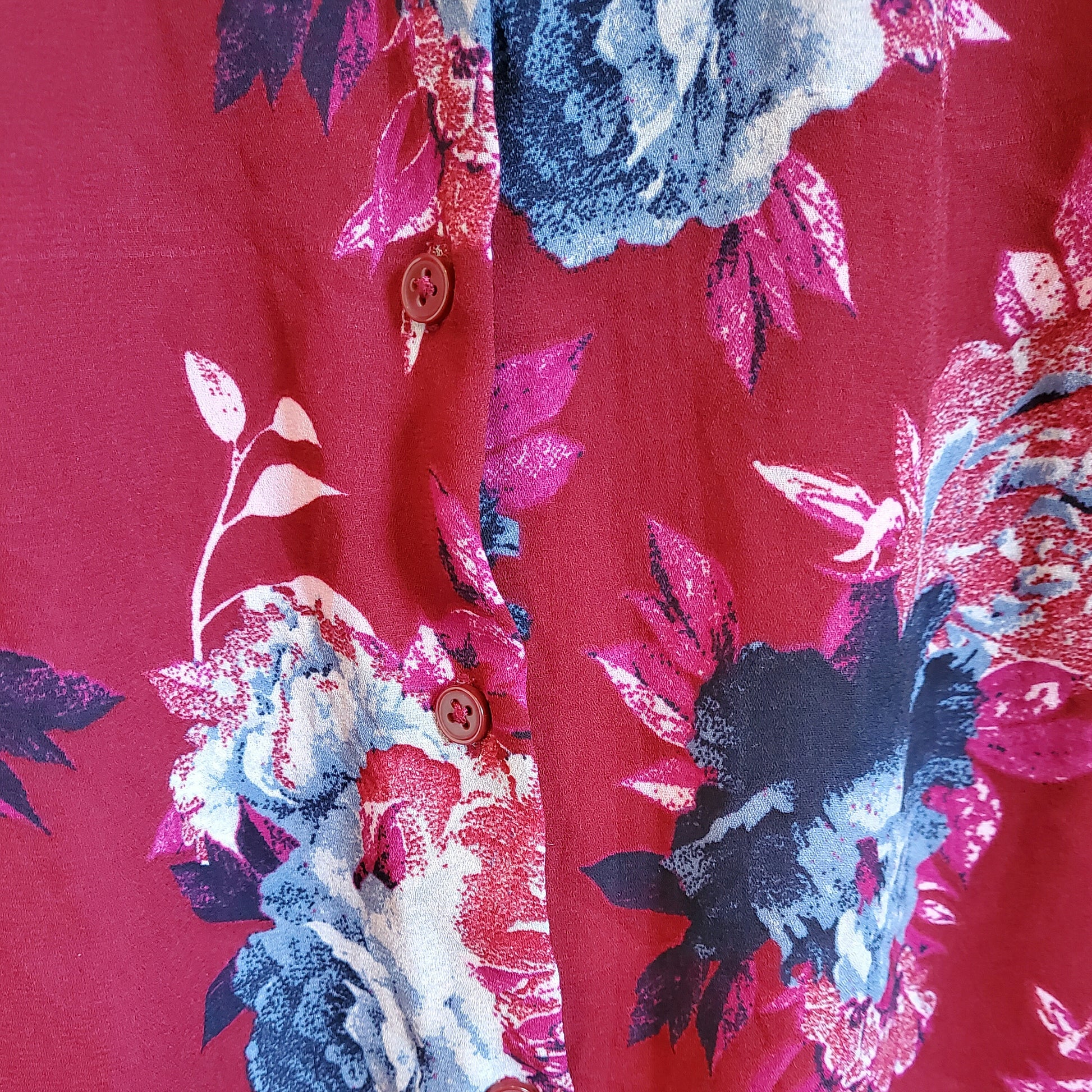 90s Vintage Floral Blouse Purple Size 8-10