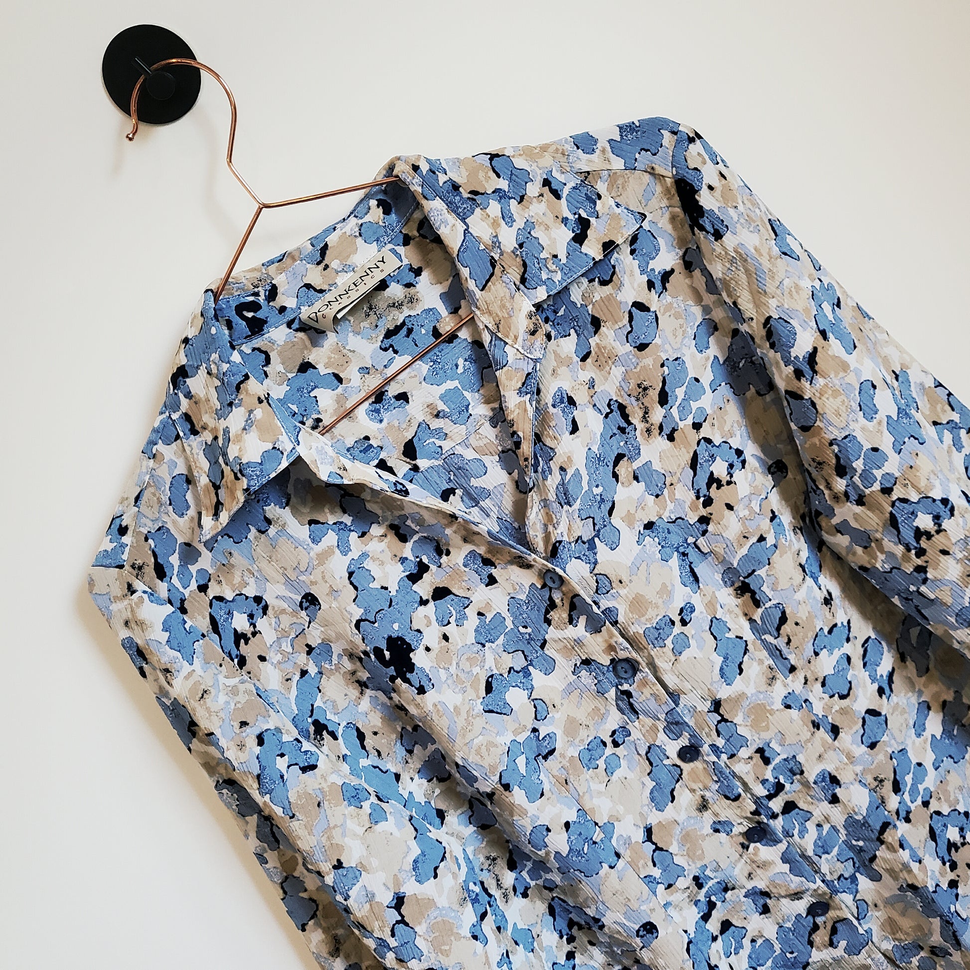 Vintage 90s Floral Blouse Blue Size 8-10