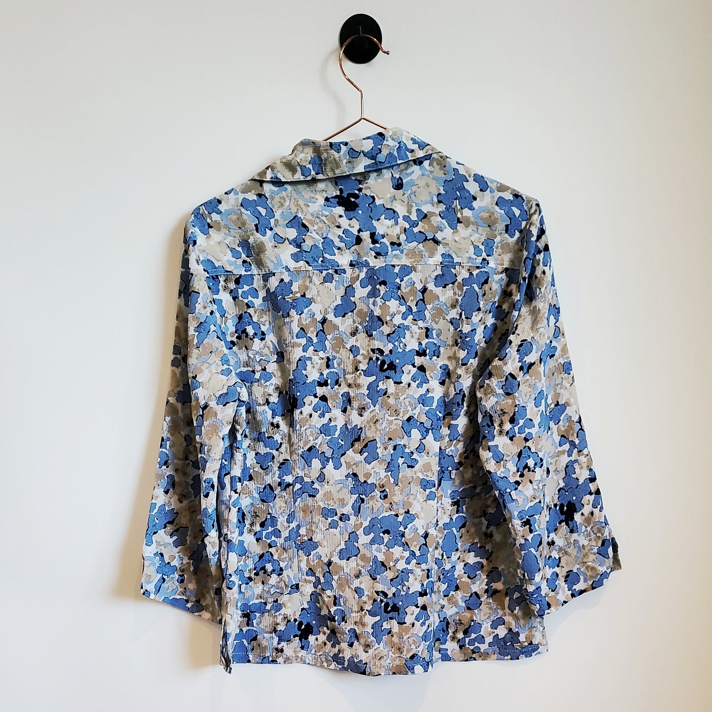 Vintage 90s Floral Blouse Blue Size 8-10