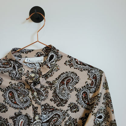 Vintage 90s Pasiley Blouse Brown Size 6-8