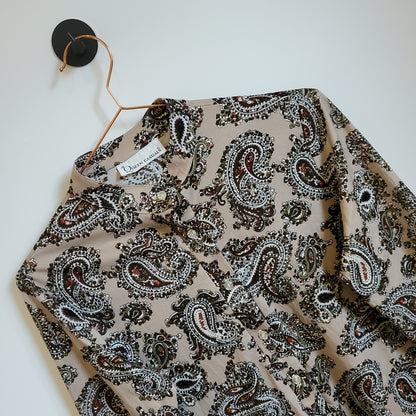 Vintage 90s Pasiley Blouse Brown Size 6-8