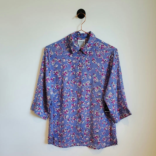 Vintage Floral Blouse Purple Size 8-10