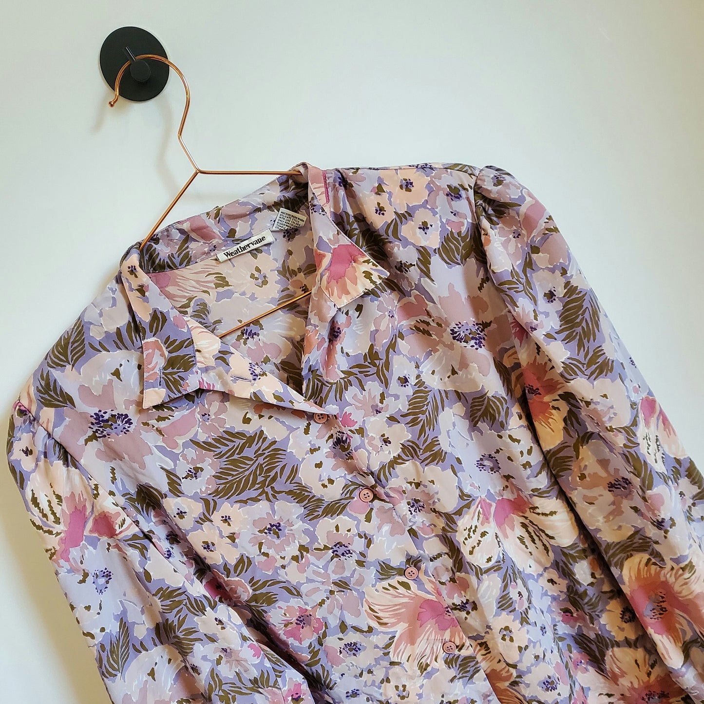 Vintage 80s Floral Blouse Pink Size 10