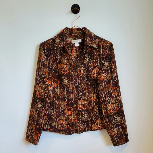 Vintage 80s Blouse Brown Size 6-8