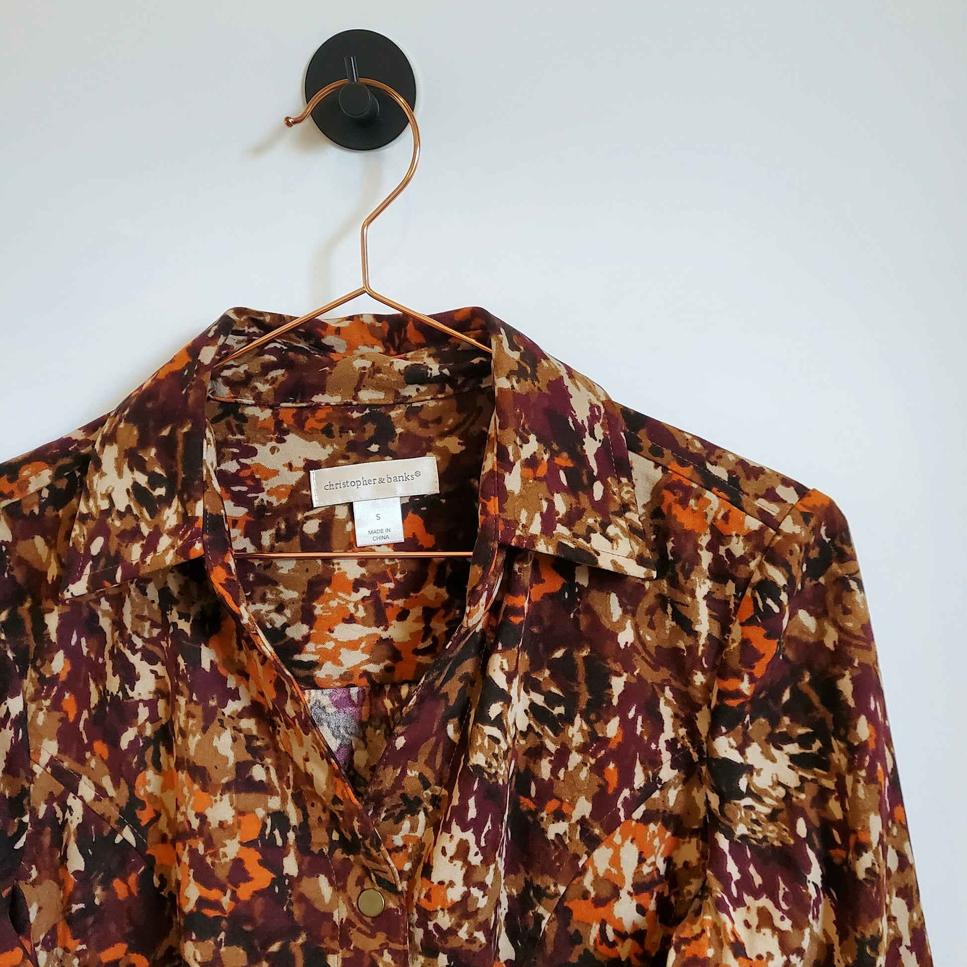 Vintage 80s Blouse Brown Size 6-8
