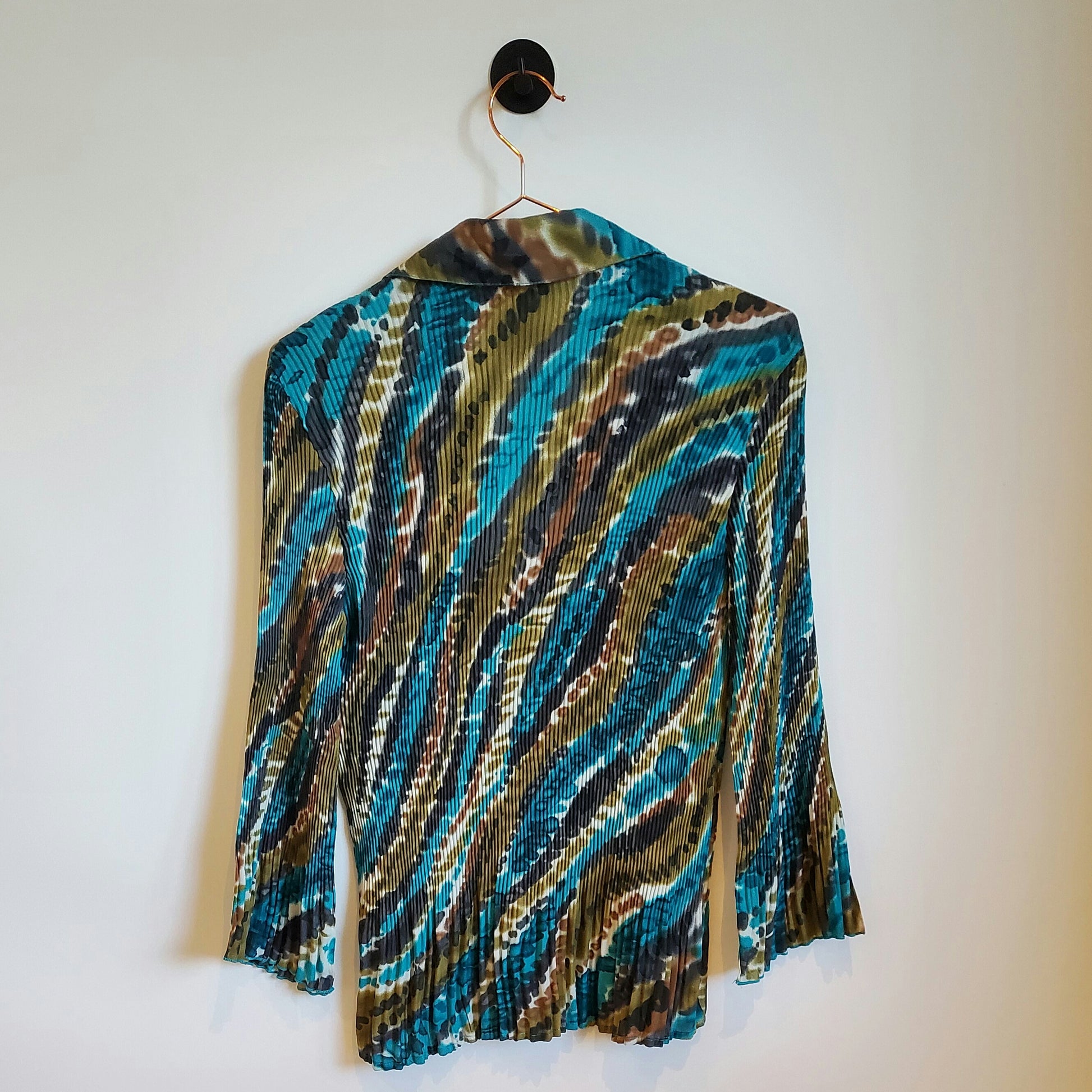 Vintage 90s Abstract Blouse Blue and Green Size 8-10