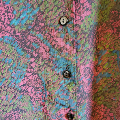 Vintage 80s Abstract Blouse Pink and Green Size 10-12