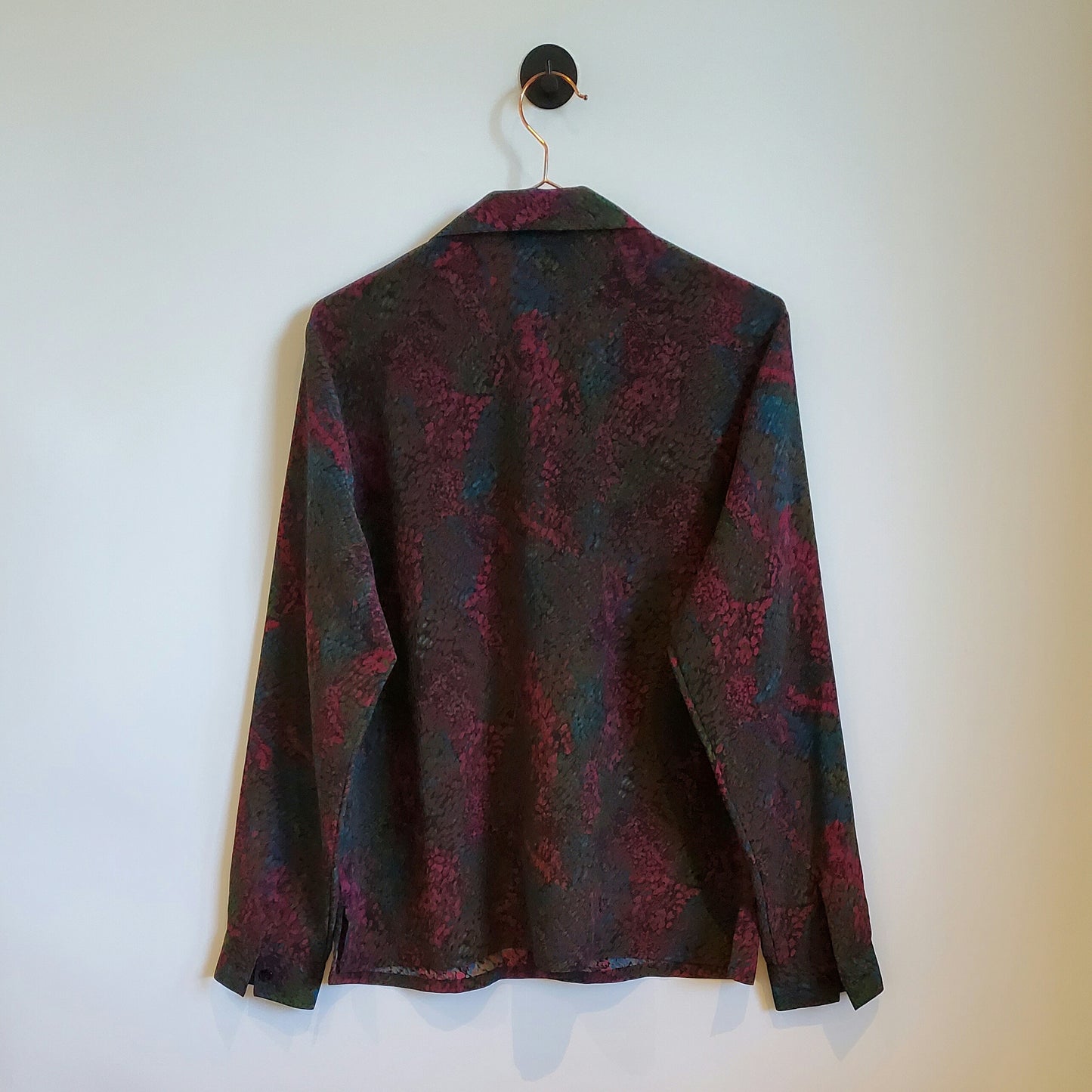 Vintage 80s Abstract Blouse Pink and Green Size 10-12