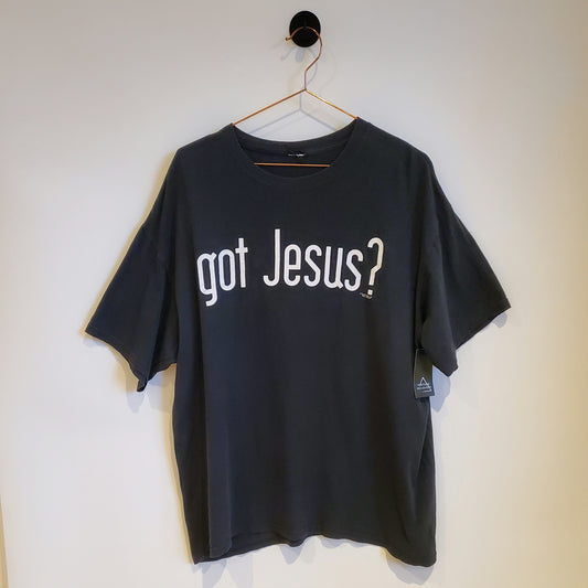 Vintage 90's Got Jesus? Slogan Graphic T-shirt | Size L
