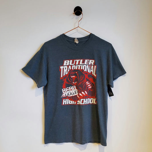 Vintage Varsity Bear Graphic College T-Shirt | Size M