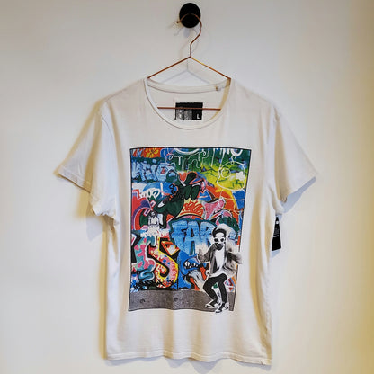 Retro Y2K Graffiti Graphic T-shirt | Size L