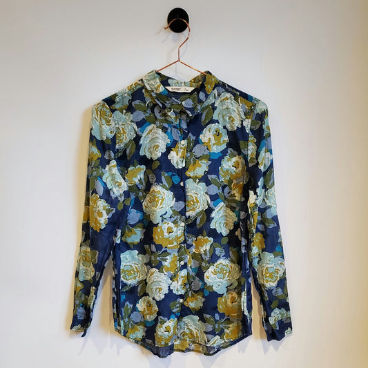 Vintage Y2K Floral Long Sleeve Blouse | Size 8