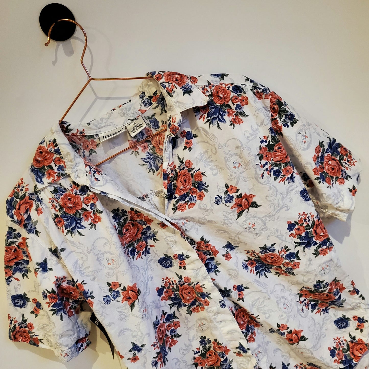 Vintage 80s Floral Shirt | Size L