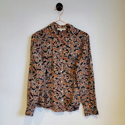 90s Vintage Paisley Print Blouse | Size L